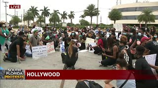 Hollywood protesters take a knee, recite victims of police violence