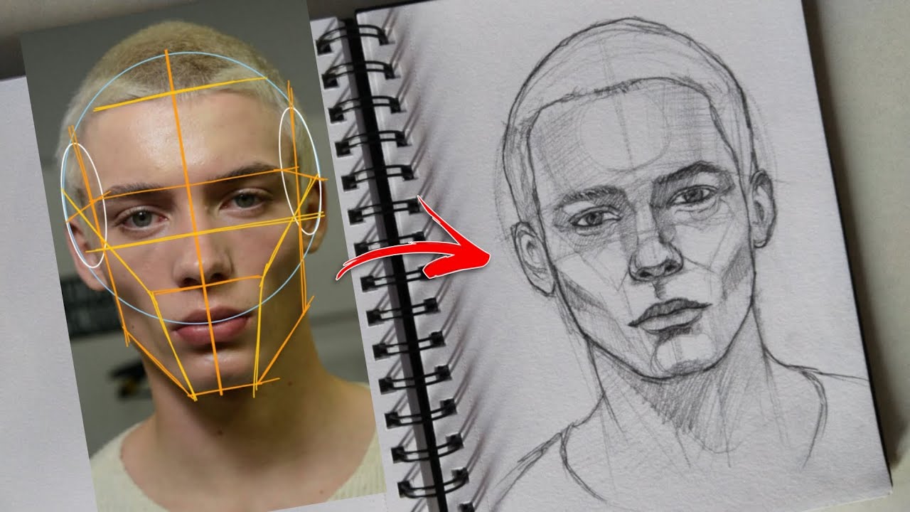 Loomis method drawing , how to draw portraits sketch step by step #art ...