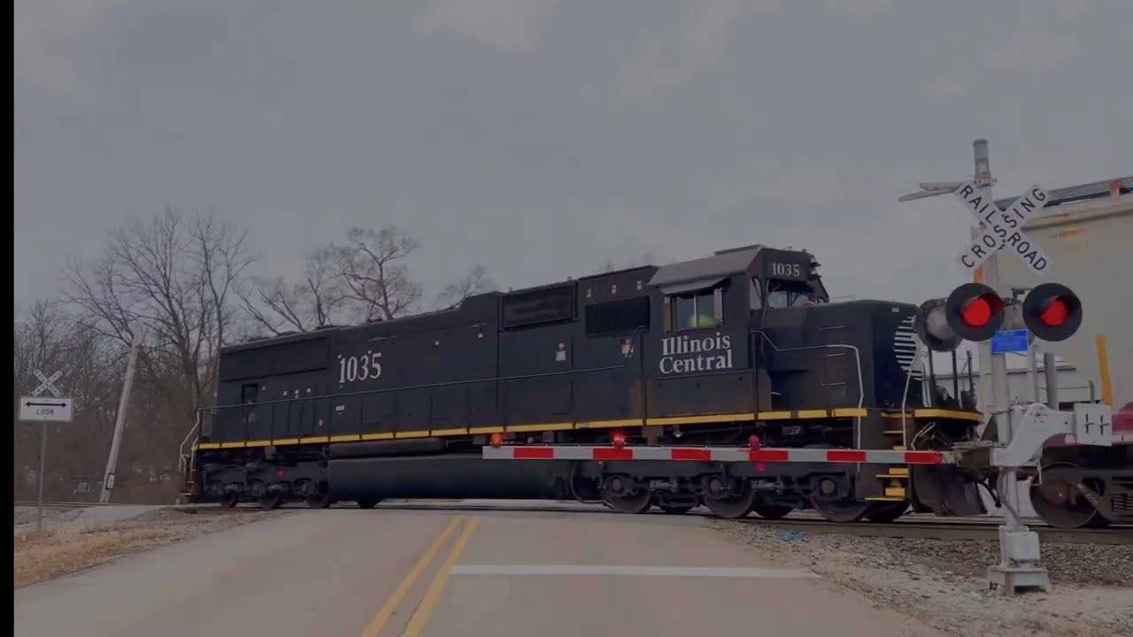 Illinois Central Freight Train Rumbling Through Plainfield