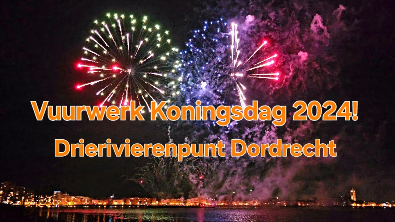 Vuurwerk Drierivierenpunt Koningsdag 2024 🎇 gefilmd vanaf Papendrecht 🎆