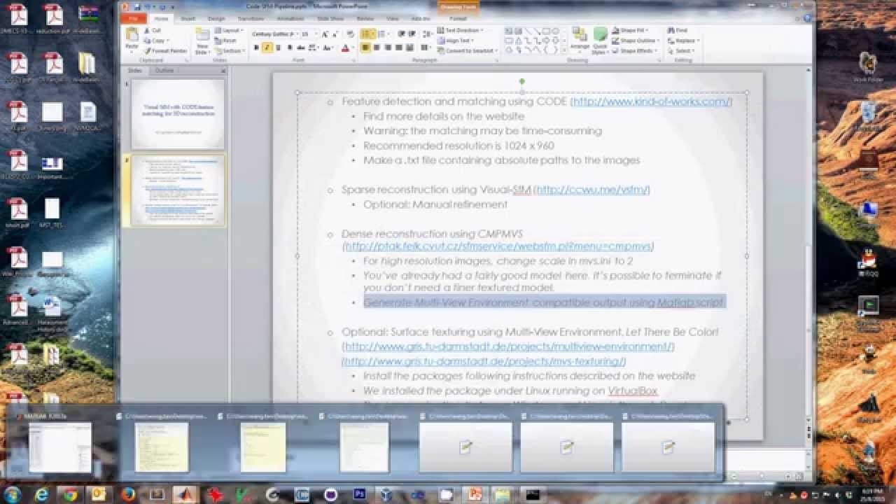 VisualSfM with CODE feature matching for 3D reconstruction
