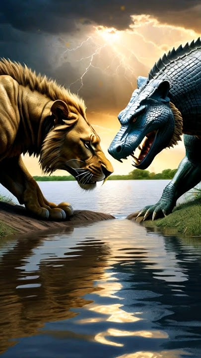 African Lion vs Nile Crocodile #viral #youtubeshorts - YouTube