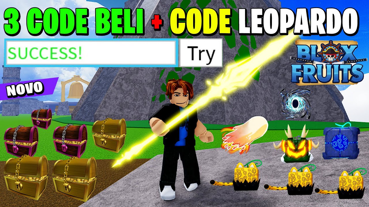 CORRE!! 3 CODE BELI + CÓDIGO DA FRUTA LEOPARDO NO BLOX FRUITS (roblox) 