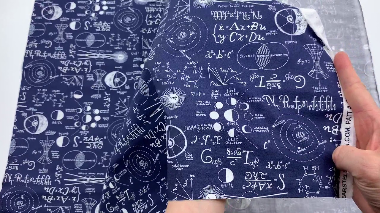navy blue fabric with math calculation by Dear Stella USA