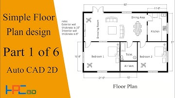 Auto CAD 2D Simple Floor Plan Design Part :  1 of 6 || HPCBD || Bangla Tutorial