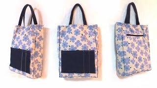 図書館・お稽古にちょうど良いトートバッグの作り方／Panel  Tote Bag Tutorial.