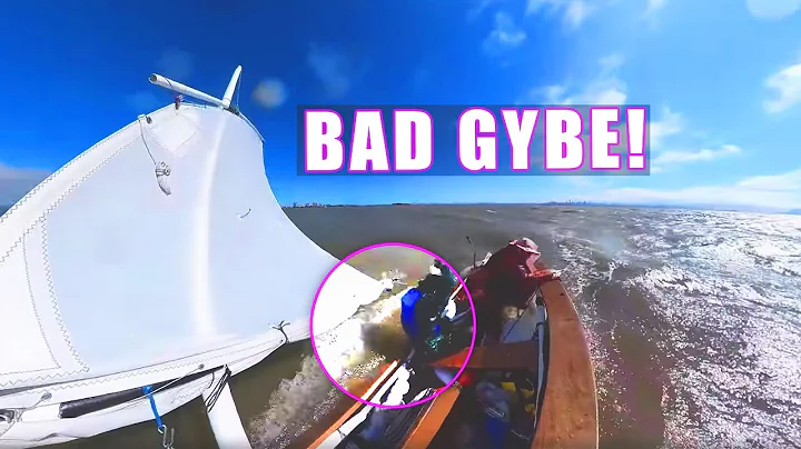 Scary Sailing Moment: Bad Gybe and Near Capsize in 20 knots and Wind Waves!