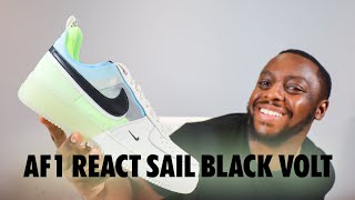Air Force 1 React Sail Black Barely Volt On Foot Sneaker Review QuickSchopes 391 Schopes DM0573 101