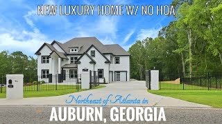 NEW GATED 5 BDRM, 4.5 BATH, 4 CAR GARAGE LUXURY HOME W/NO HOA FOR SALE IN AUBURN, GA, NE OF ATLANTA