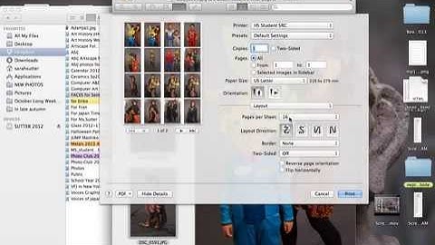 Printing multiple jpg files on one page mac
