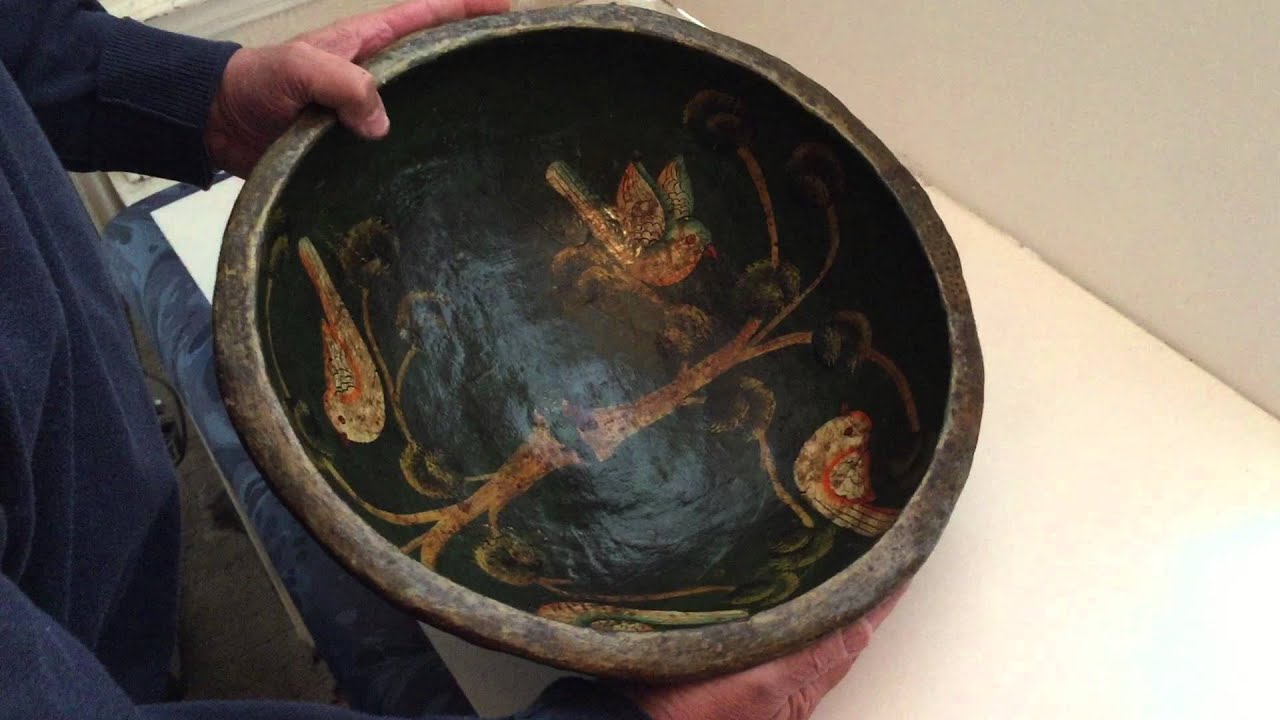 19th century Kashmiri Indian Papier mache bowl. YouTube