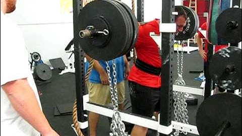 Juggernaut Training Systems-Box Squat 525+120 pounds of chain for 5 Reps!!