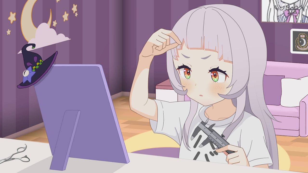 前髪は自分で切ってるかわいいシオンちゃん【紫咲シオン/湊あくあ/ホロライブ切り抜き漫画】