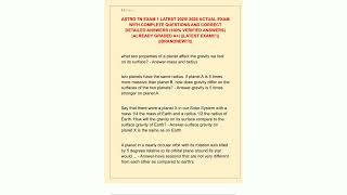 ASTRO 7N EXAM 1 LATEST 2025 2026 ACTUAL EXAM WITH COMPLETE QUESTIONS AND CORRECT DETAILED ANSWERS 10