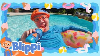 Blippi's Pool Day Fun | Kids Cartoons | Party Playtime!