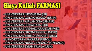 Biaya Kuliah Farmasi di UI, UGM, UNAIR, UB, UNPAD, UNDIP, UNS, UPNVJ, UNDANA, USK