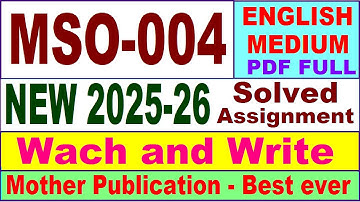 MSO 004 solved assignment 2025-26 in English || mso 004 solved assignment 2026 || ignou mso4