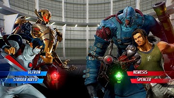 Ultron & Strider Hiryu vs Nemesis & Spencer (Hardest AI) - Marvel vs Capcom Infinite