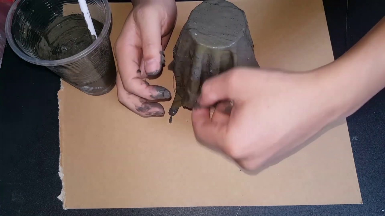 How to make cement flowerpot using towels or cloth - YouTube