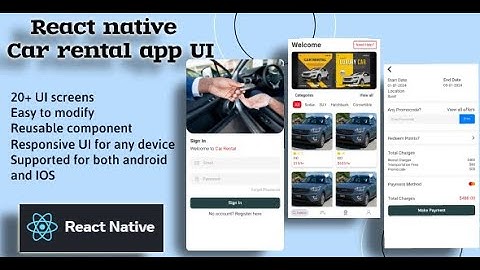 Car rental react native app ui