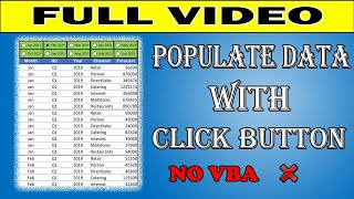 Populate Excel data with Button |  No Macro  only excel function trick in hindi