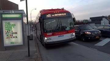 NICE Bus: New Flyer XN40 #1894 & #1889 N21 @ Northern & Francis Lewis Boulevards!