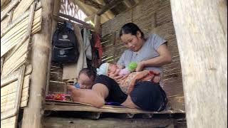 A 19-year-old single mother takes care of and works alone with her two young children.