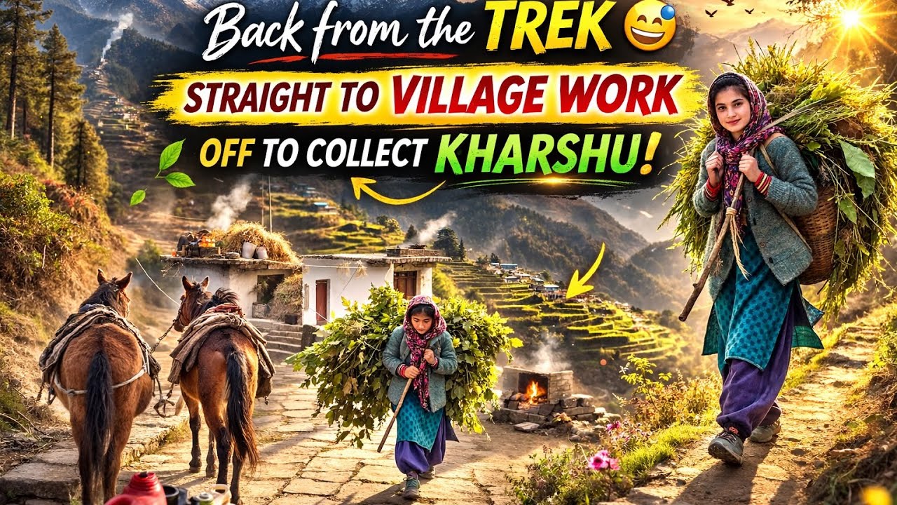 |Back from the trek 😅… straight to village work — off to collect kharshu! | Urvi vlogs Uttarakhandi|