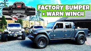 THIS IS AN ESSENTIAL GLADIATOR OFFROAD MOD!  Winch Install on Factory Jeep Steel Bumper  Easy Mod