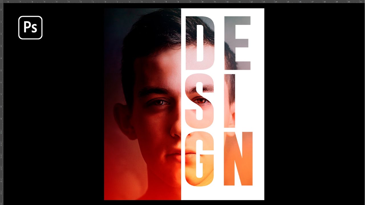 Creando una MÁSCARA DE RECORTE con PHOTOSHOP | Mitad cara – Mitad texto | Tutorial