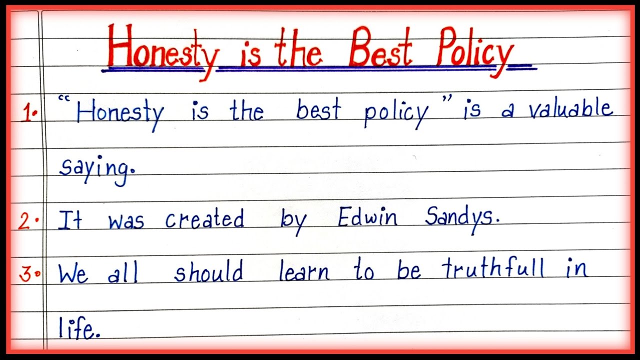 honesty is the best policy essay for class 3