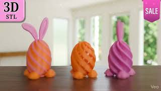 Easter Bunny Spiral Fidget Egg 3D Print File | Spring Decor Toy (STL, GLB)