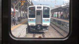 【FullHD前面展望】富士急行JR直通列車 大月駅で連結作業