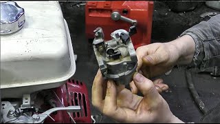 Carburetor repair in Honda engine. Why the carburetor overflows. ENG. SUB