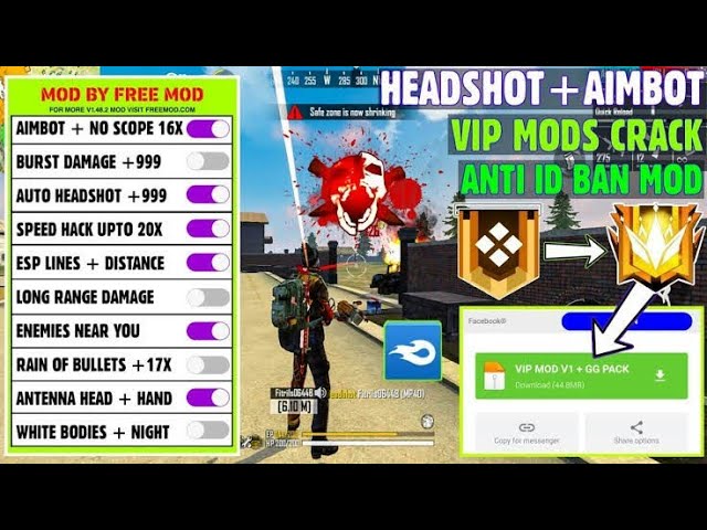 RANK WORKING Free FIRE NOVO HACK MOD MENU BAIXAR Vipmod 1.60.6 AUTO  HEADSHOT VELOCIDADE HACK VELOCIDADE 50X