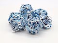 Old School 7 Piece DnD RPG Metal Dice Set: Hollow All Seeing Eye Dice - Silver w/ Blue
