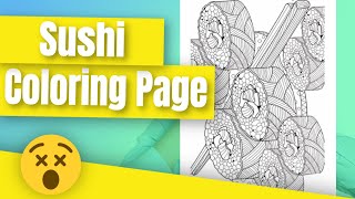 Food Coloring Page, Sushi Coloring Page, Instant Download