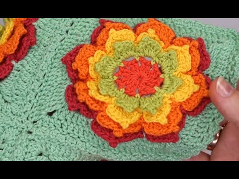How to crochet and join 3D flower in square simple tutorial by marifu6a ...
