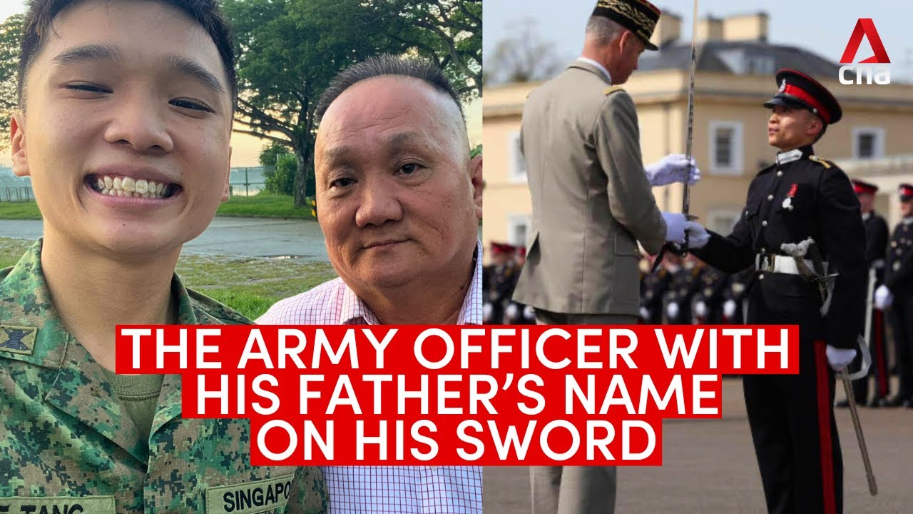 The Singapore army officer who had his late father's name engraved on his sword