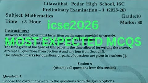 MOST EXPECTED MCQs ICSE 2026 | Class 10 maths paper  | very important Questions paper | #icse2026 