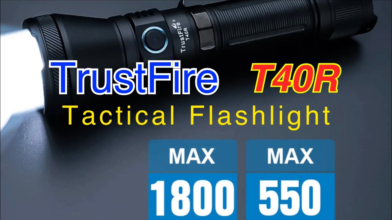 TrustFire T40R Tactical flashlight overview with Beamshots - YouTube