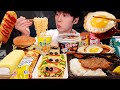 ASMR MUKBANG| 편의점 직접 만든 핵불닭 떡볶이 햄버거 피자 핫도그 디저트 먹방 & 레시피 FRIED CHICKEN AND Tteokbokki EATING