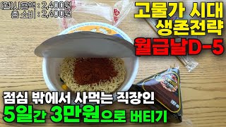 점심 사먹는 직장인이 한끼당 평균 3천원으로 5일 버티는 방법 | 고물가 시대 식비 줄이기 | 5일동안 3만원 절약 챌린지 | 절약브이로그