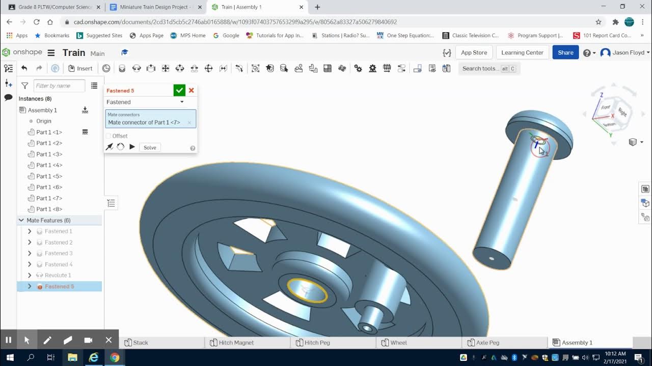 Train Wheel & Axle Assembly Onshape PLTW IED YouTube