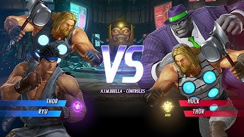 Thor & Ryu vs Hulk & Thor (Hardest AI) - Marvel vs Capcom Infinite