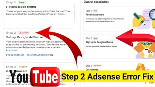 youtube monetization step 2 error | how to fix step 2 error in google adsense | adsense error fix