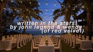 "written in the stars" - john legend & wendy but they're singers at a beach wedding under the stars