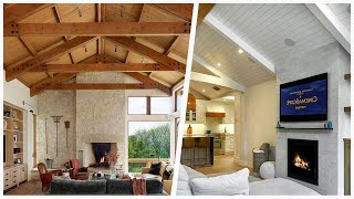 75 Vaulted Ceiling Family Room With A Standard Fireplace Design Ideas You'll Love ✅
