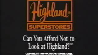 Highland Superstores ads, 1990