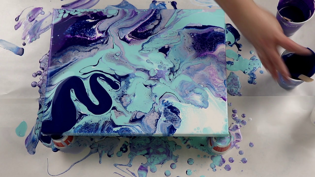 Interesting Cell Reaction ~ Testing New Pouring Medium ~ Acrylic Pour  Painting with Hair Dryer_If you're looking for an interesting way to paint  with fluid acrylics, then check out this video! 